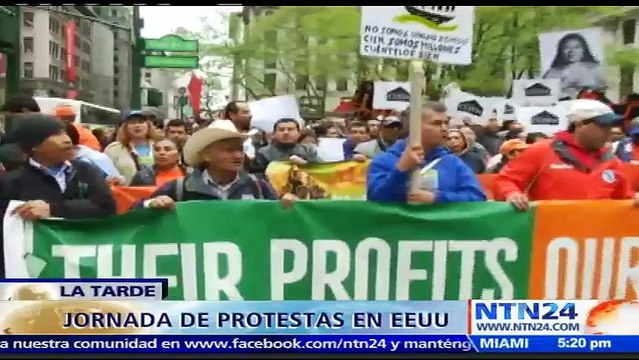 Manifestantes continúan en las calles de Nueva York este 1° de mayo para rechazar las políticas migratorias de Donald Trump