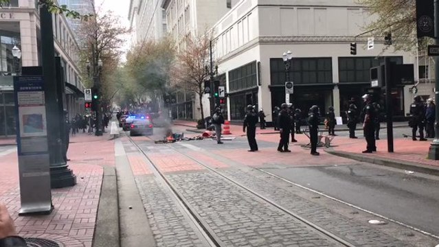 Fires Set in Downtown Portland During May Day Protest