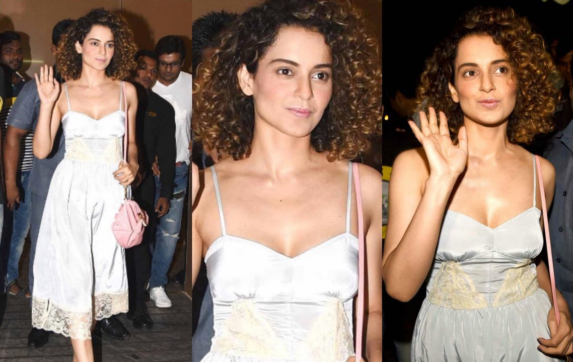 Kangana Ranaut Spotted At Juhu Pvr In Cute Little Pink Dress