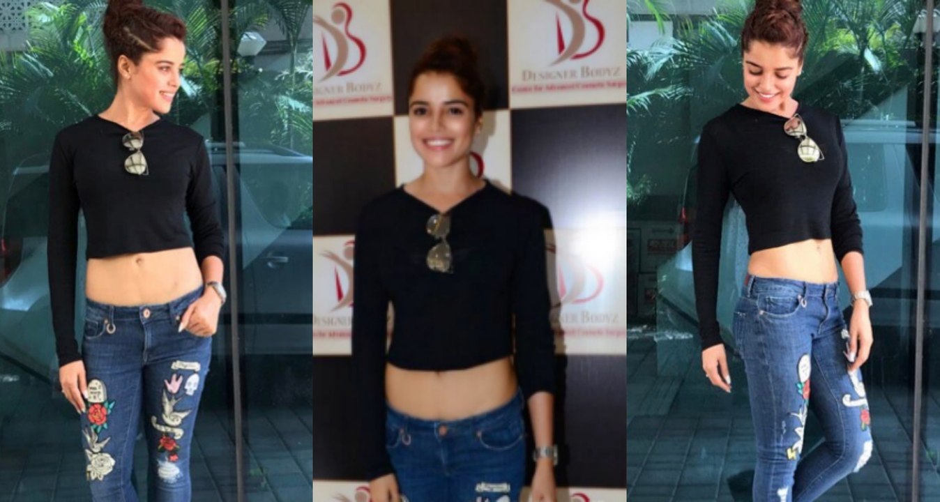 Pia Bajpai In Black Crop Top At Clinic Opening
