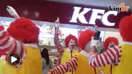 Ronald McDonald clowns invade KFC outlet, chant insults