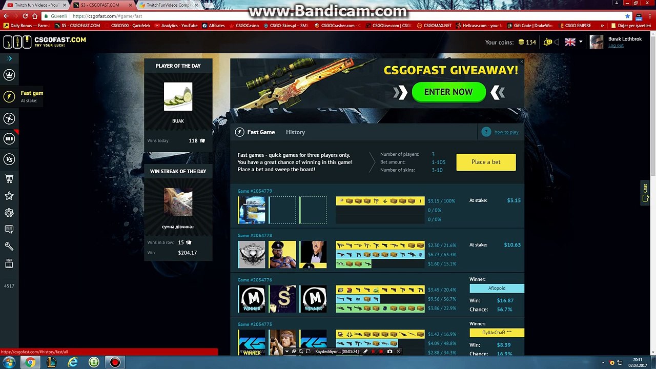 CSGO FAST - Bedava Skin Almak !!! 8 Dolarlık Çekiliş !!! (KOD:346X1O)