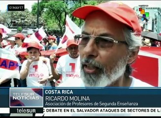 Marchan en Costa Rica en defensa de los derechos laborales