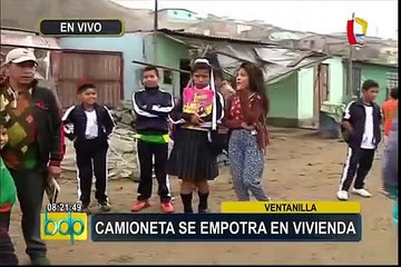 Ventanilla: familia salva de morir al empotrarse camioneta contra su casa