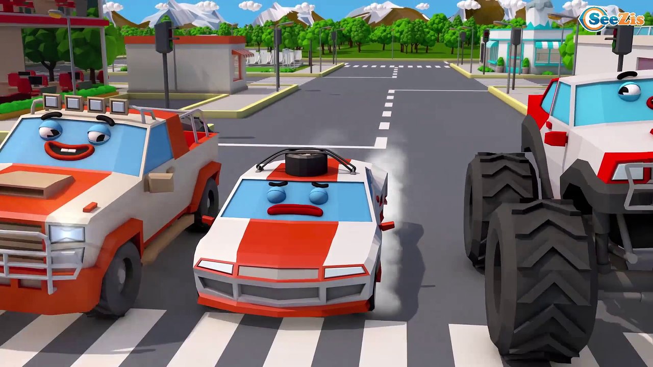 Learning Colors With Funny Cars & Trucks Excavator For Children - Learn Colours For Kids