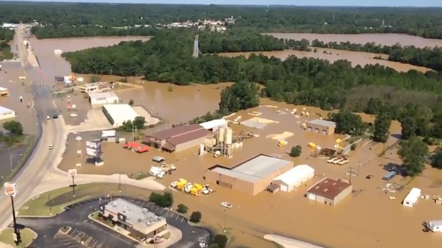 Drone footage captures widespread flooding in Arkansas