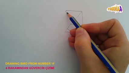 4 Rakamından Güvercin Çizimi - Drawing Bird from Number 4