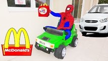 SPIDERMAN MCDONALDS DRIVE THRU Giant Spider Prank! w/ Happy Meal Hulk Joker Venom in Real Life