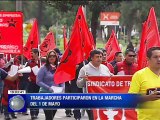 Trabajadores participaron de una marcha en Quito por el 1 de Mayo