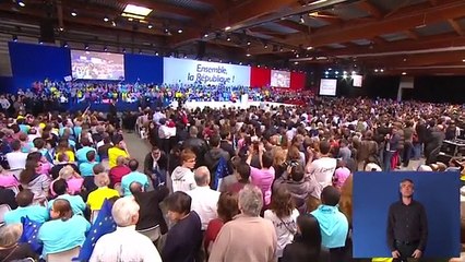 Macron's wife giggle and smiles during his latest address
