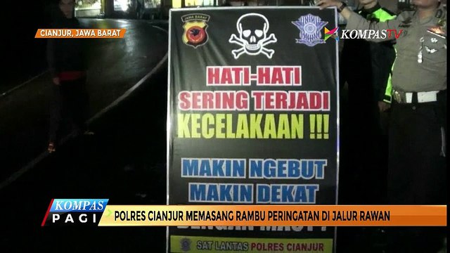 Polisi Pasang Rambu Lalu Lintas di Jalur Ciloto
