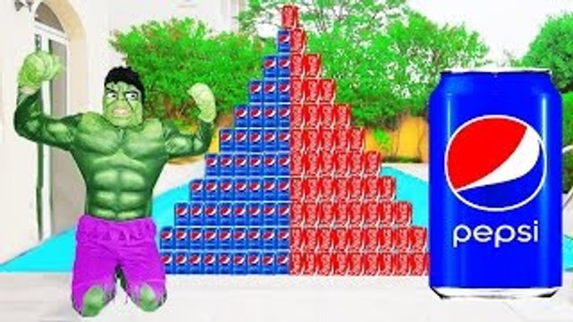 CRAZY COCA COLA PEPSI CHALLENGE! Movie Kids Toys w/ Spiderman, Hulk & Joker Family FUN in Real Life