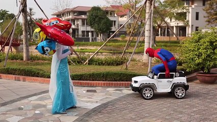 Spider-man Help CAR From Joker Burning Fire ELSA HULK SUPERHEROES IN REAL LIFE