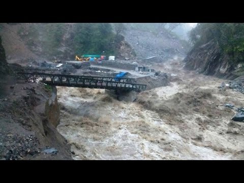 Heavy rains washed away vital road bridge on Kedarnath route