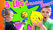 Exploding 5 POUND BALLOON! Heavy   Surprise Confetti Blaster Family Fun HobbyKidsTV