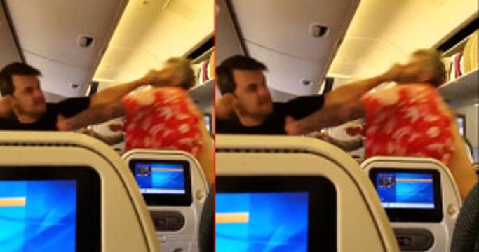 Yolcu Uçağında İki Kişi Yumruk Yumruğa Birbirine Girdi