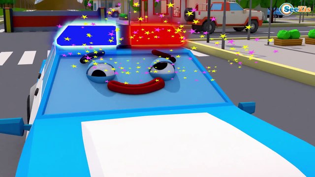 Eğitici çizgi film - Yarış arabası, Polis arabası, Kamyon ve Vinç - Akıllı Arabalar!