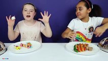 Giant Gummy Worm Candy Challenge VS Super Gross Real Food WARHEADS Kids React!