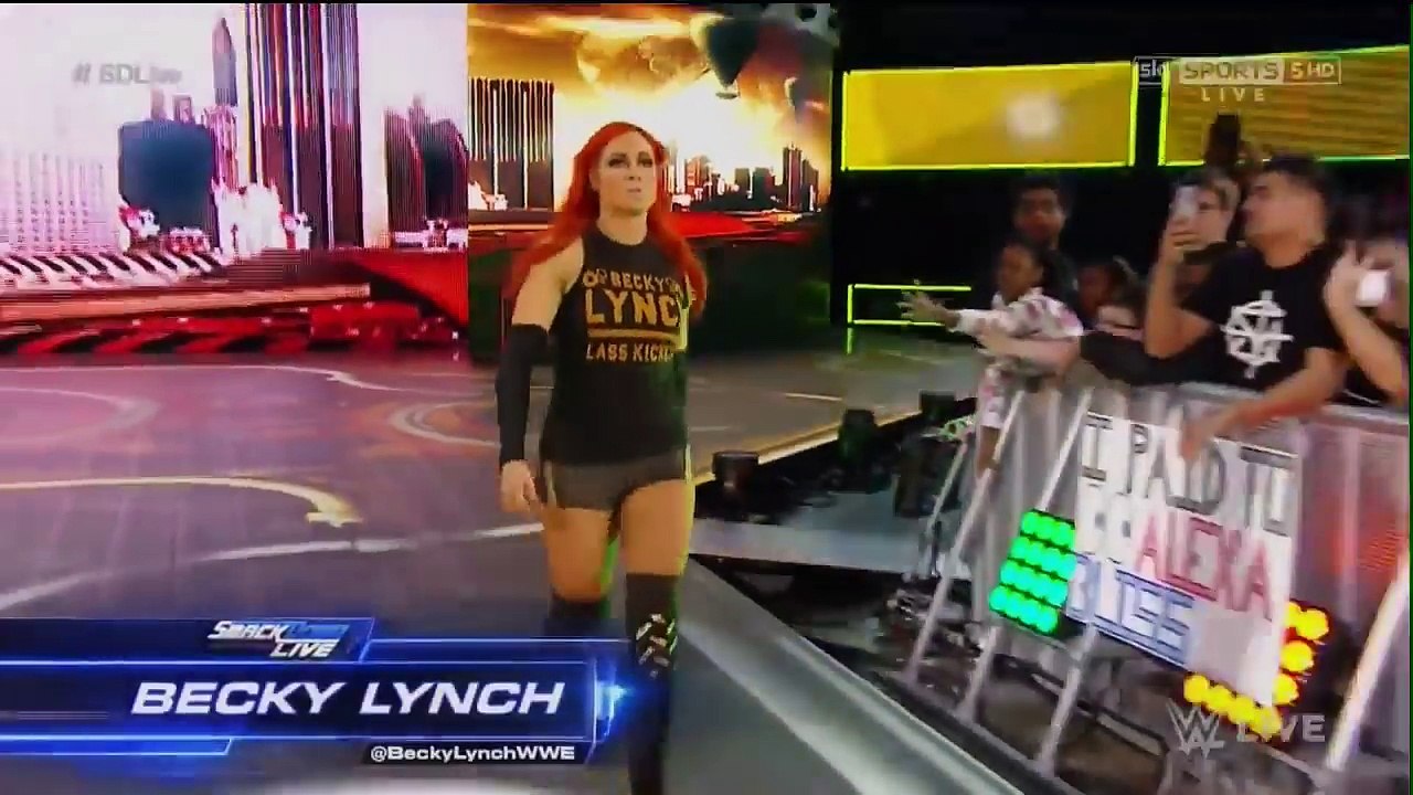 WWE SMACKDOWN 07-11-16 ALEXA BLISS Championship celebration interrupted by Becky Lynch
