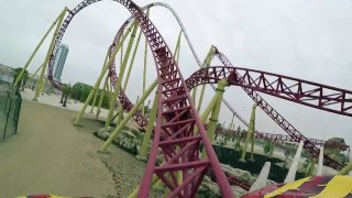 Velociraptor AWESOME Launched Roller Coaster Front Seat POV View IMG Worlds Dubai UAE 60FPS