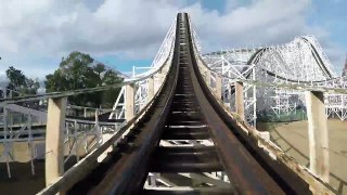 White Cyclone Wooden Roller Coaster Front Seat POV Nagashima Spaland Japan 60FPS