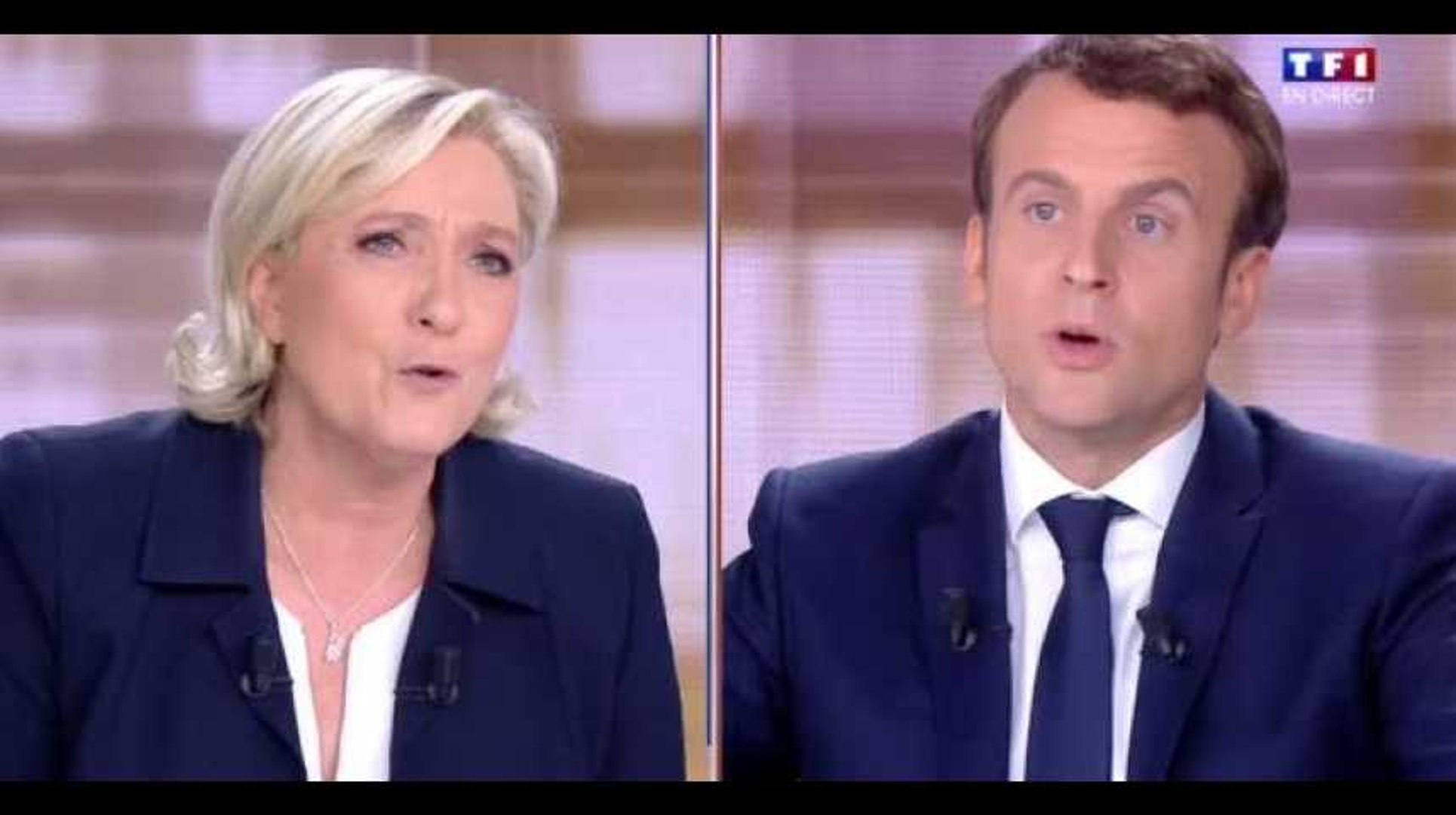 Le Débat : Emmanuel Macron revient sur le casier judiciaire de Marine Le Pen  (Vidéo) - Vidéo Dailymotion