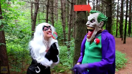 Spiderman & Frozen Elsa vs Joker & Black Cat! w/ Spidergirl Maleficent Hulk! Superhero Fun