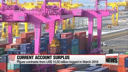 Korea's current account surplus narrows in March