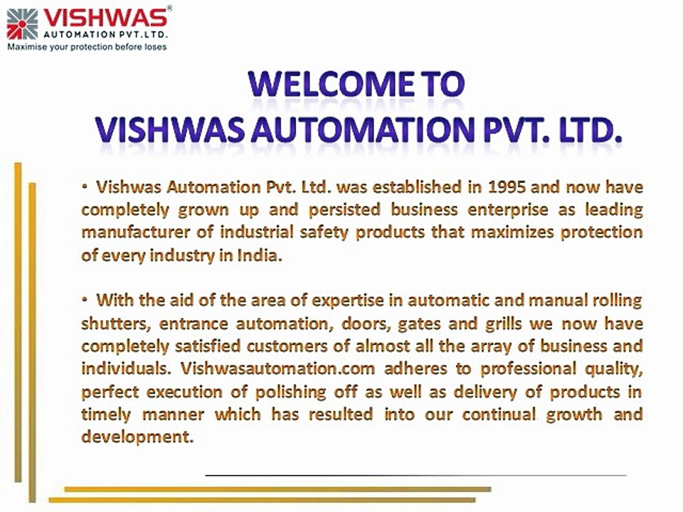 Rolling Shutter and their Application by Vishwas Automation Pvt. Ltd.
