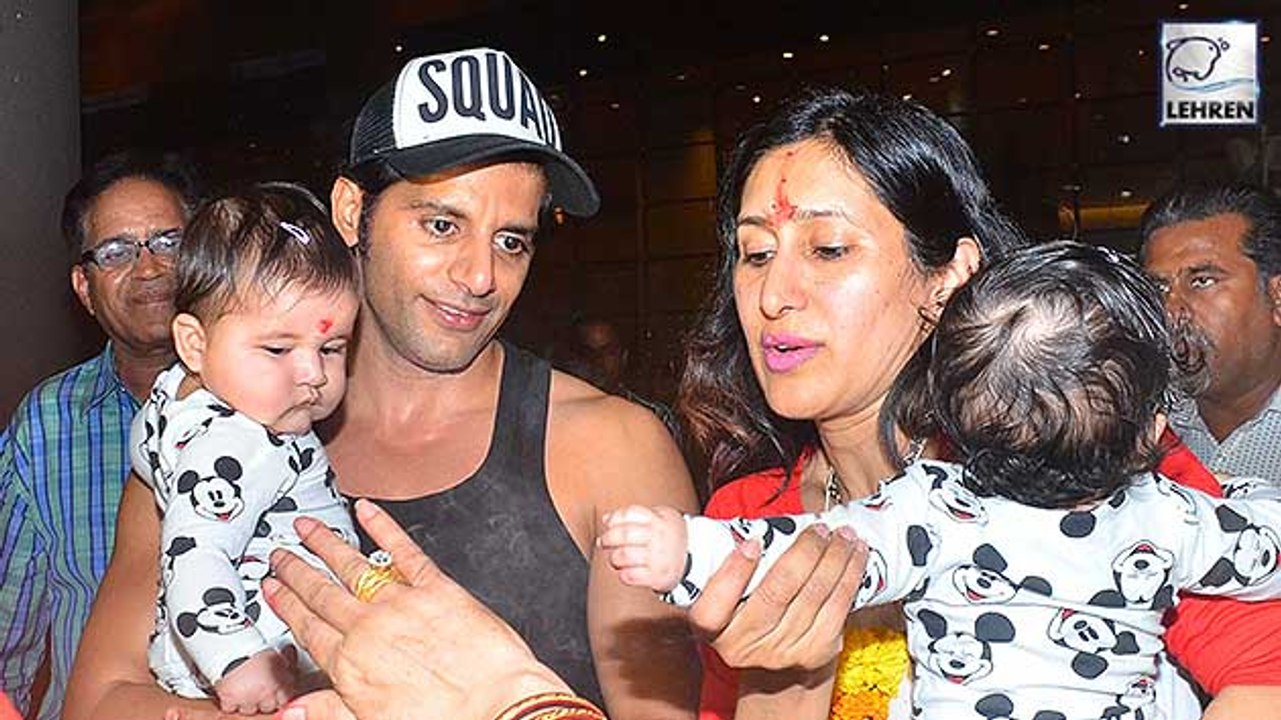 Karanvir Bohra Spotted With Twin Daughters At Airport