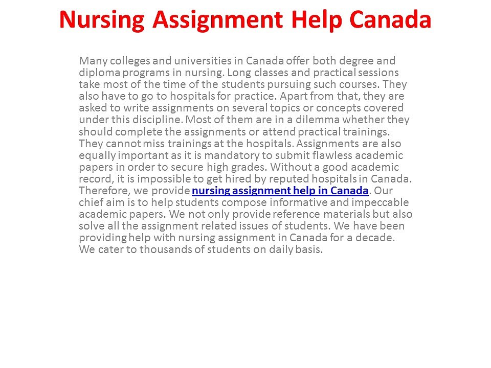 Nursing Assignment Help in Canada