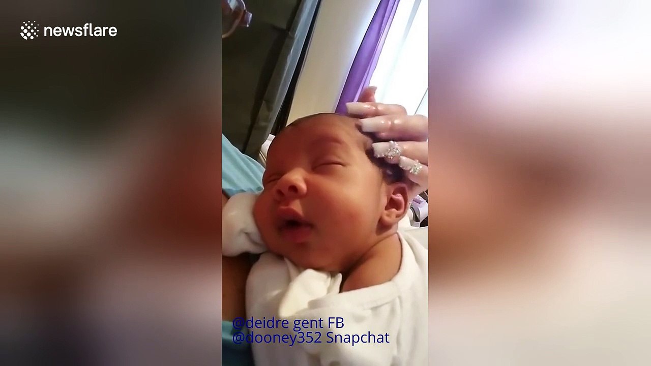 Adorable baby loves head rubs