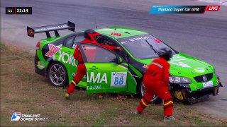 Thailand Super Car GTM 2016. Race 2 Bira International Circuit. Pitsanu Sirimongkolkase Hard Crash