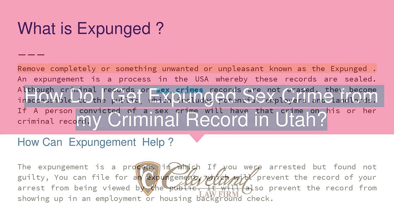 How Do I Get Expunged Sex Crime from my Criminal Record in Utah?
