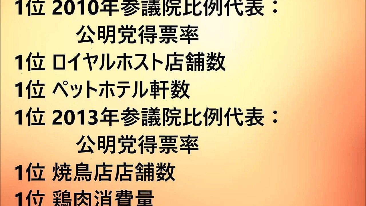 創価学会　福岡県　ランキング　１位　公明党得票率！　と　最下位