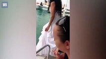 Bride nearly drowns as she gets stuck under wedding dress _2017