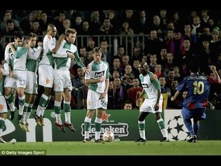 Ronaldinho's Three Free-Kicks Under The Wall