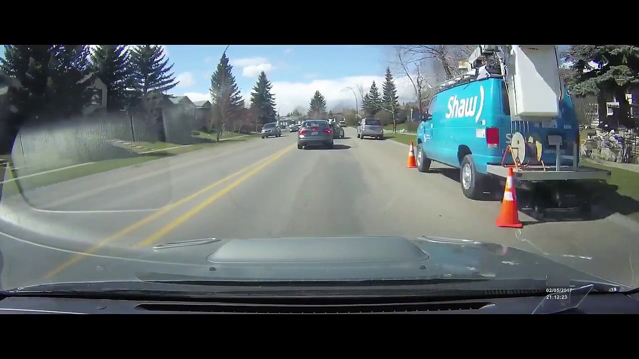 Un chien tombe d'une fenêtre de voiture en route !