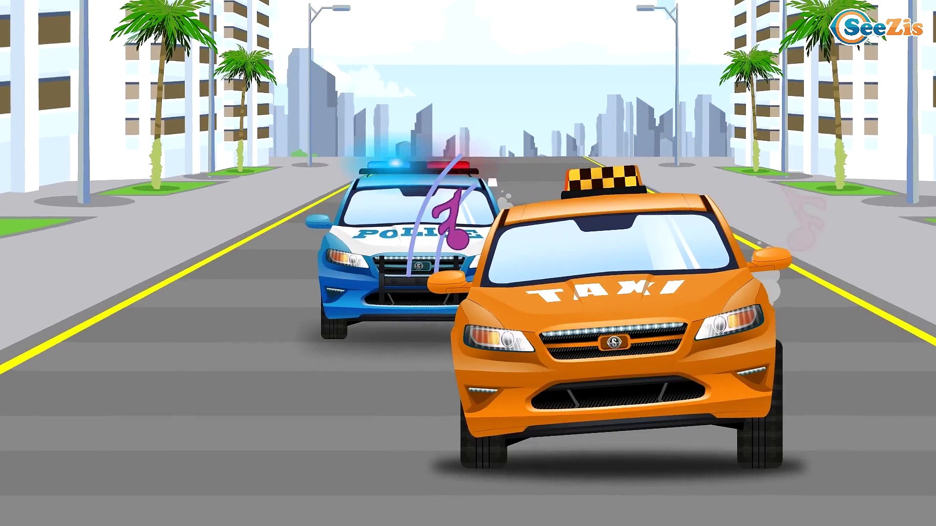 Car Kids Animation: Police Cars with Racing Cars - Car Friends | Cars & Trucks Cartoon for child