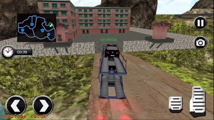 polis arabası oyunları motorsiklet ve arabalar kamyon ile taşınıyor