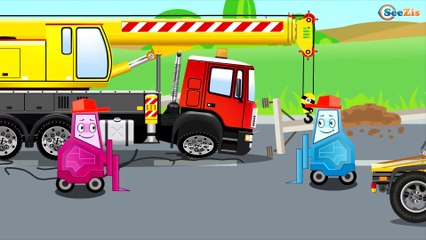 The Yellow Crane with Cars Friends at the Construction Site - Cars & Trucks Cartoons for Children