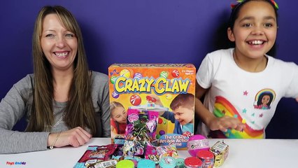Crazy Claw Arcade Game! Bubble Gum Gumballs Challenge Shopkins Superhero Mashems Surprise