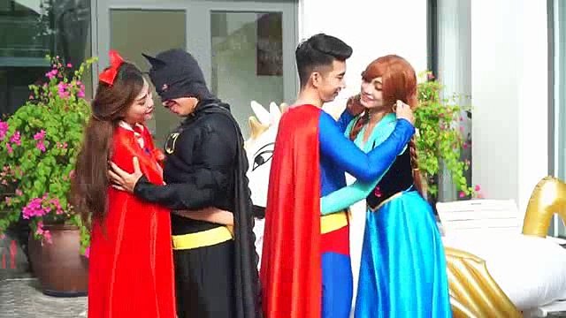 (5)_Frozen Anna vs Snow White SLAP CHALLENGE with Spiderman Elsa Superman Batman Funny Prank Superhero
