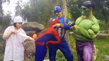 Spiderman thief fruit of Hulk Captain America Doctor Girl inject Spiderman's belly Superhero funny