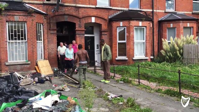 Dublin landlord argues with African tenants after a fire damaged his property