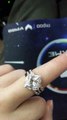 Cushion Cut moissanite engagement ring,Solid 14k White Moissanite ring,Art Deco ring