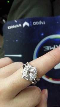 Cushion Cut moissanite engagement ring,Solid 14k White Moissanite ring,Art Deco ring