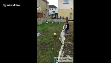 Six-year-old football prodigy shows off skills