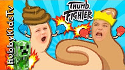 Thumb Fighter Skit + iPhone App Game! Battle In Real Life, Funny Grandma KO HobbyKidsTV