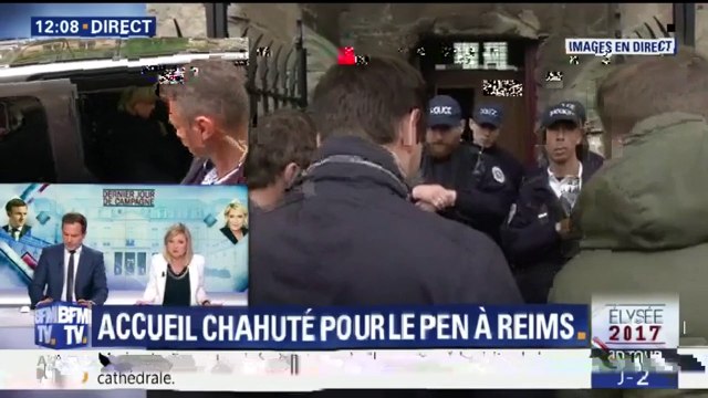 Accueil chahuté pour Marine Le Pen lors d'une visite à la cathédrale de Reims